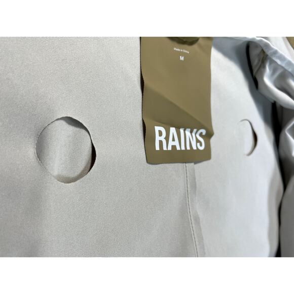 Rains Sz M Unisex Long Rain Jacket Tan Hood Pockets Minimalist Breathable Chic - Picture 11 of 16